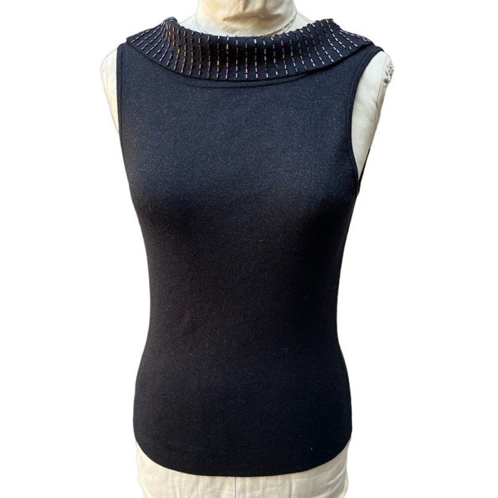 Vintage Cache Black Beaded Formal Blouse - Size M